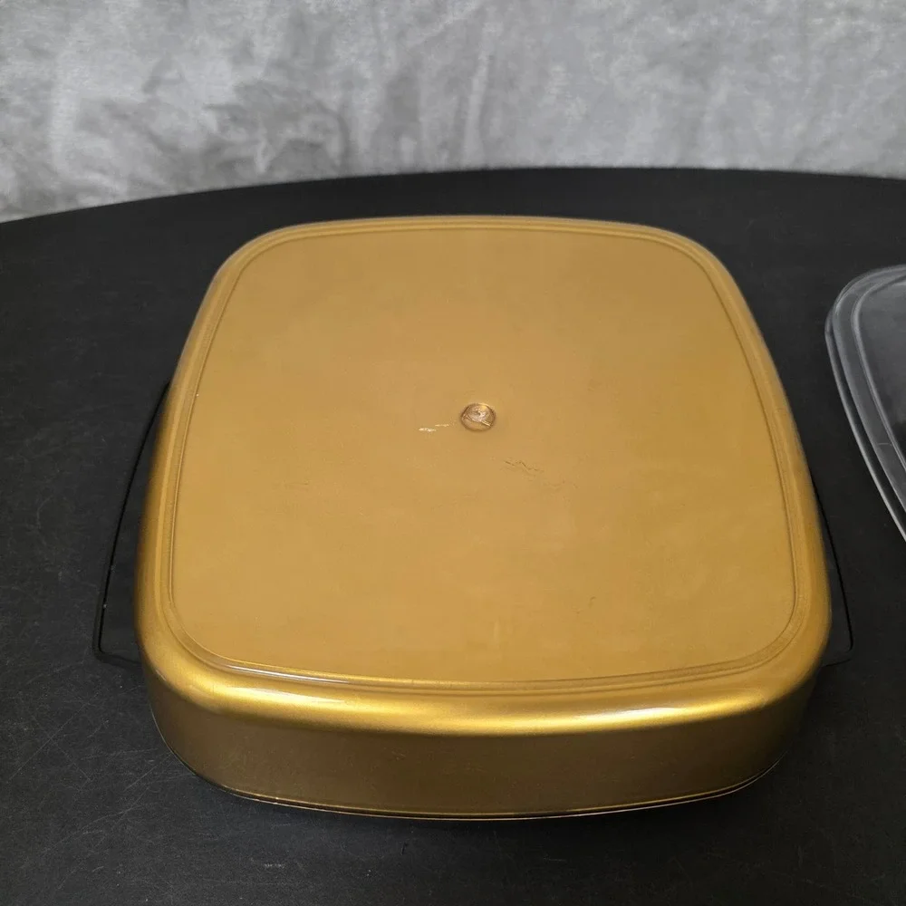 Thermo Serv Insulated Dish Vintage Gold Square GOOD Retro Kitchen  Serving